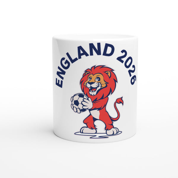 Cartoon Lion Mascot Mug — England 2026, Taylored Merch