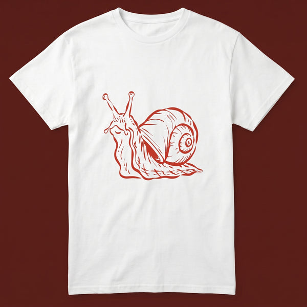 Snail streetwear tee, oxblood flat-lay