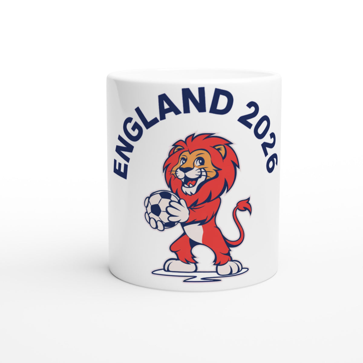 Cartoon Lion Mascot Mug — England 2026, Taylored Merch