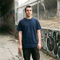 Creep — Taylored Merch streetwear tee, navy, front fit on model