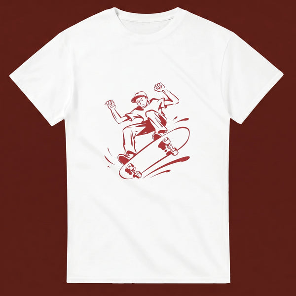 Kickflip streetwear tee, oxblood flat-lay