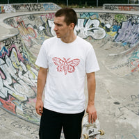 Moth streetwear tee, on model