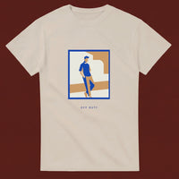 Off Duty streetwear tee, oxblood flat-lay