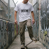 Overtime streetwear tee, worn