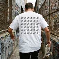 Star Field back print tee, worn