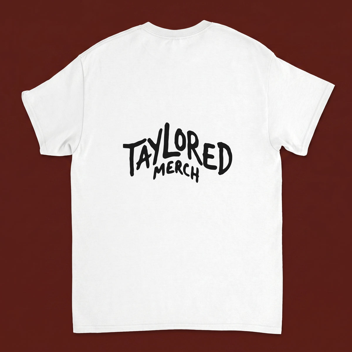 Warp streetwear tee, oxblood flat-lay